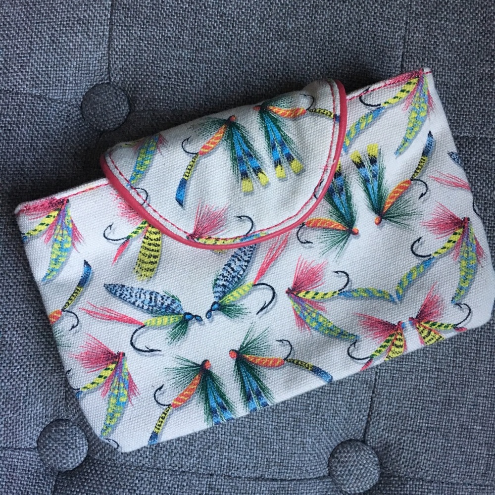 Anthropologie fish tackle clutch purse